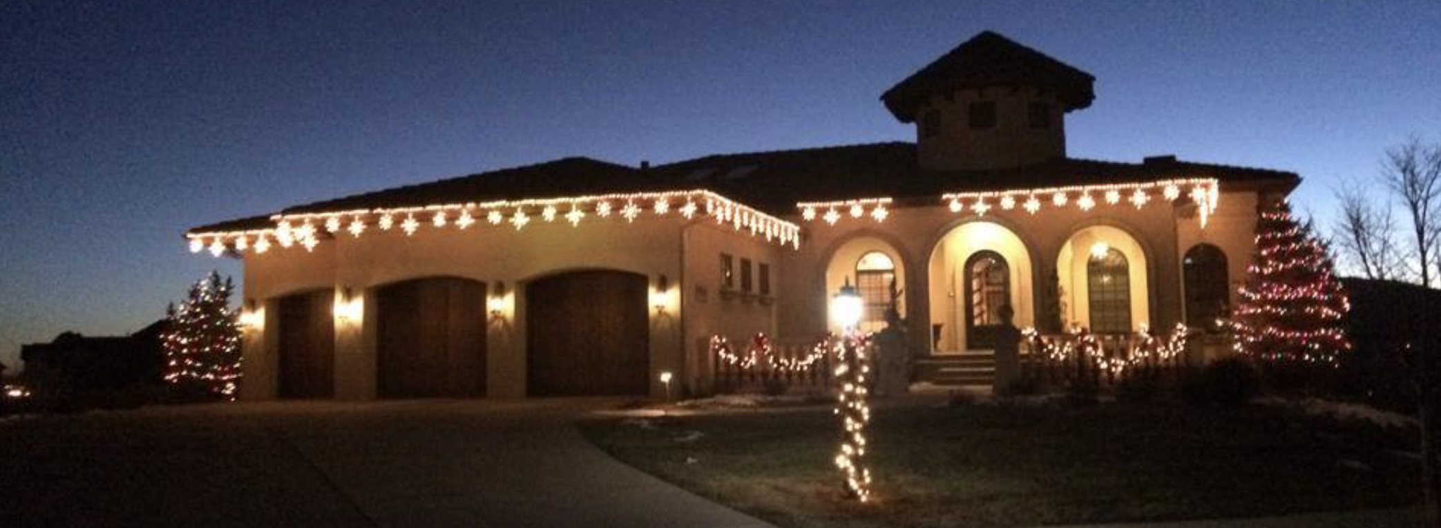 this image shows Fence Line Christmas lights in Carmichael, CA