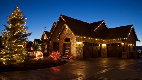 this image shows Bush Christmas lights in Carmichael, CA