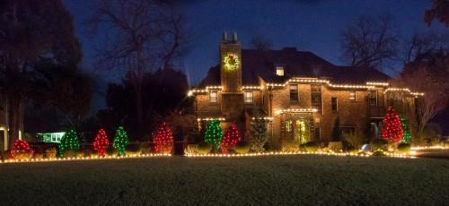 this image shows Bush Christmas lights in Carmichael, CA